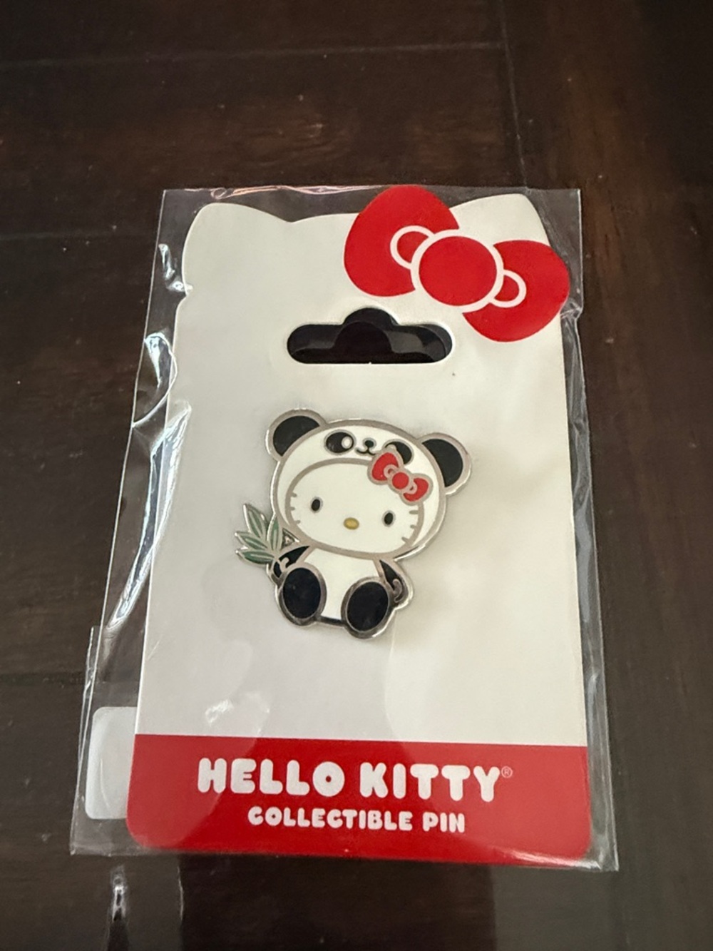 Hello Kitty Panda Collectible Pin - White & Black with Red Bow vintage 2013